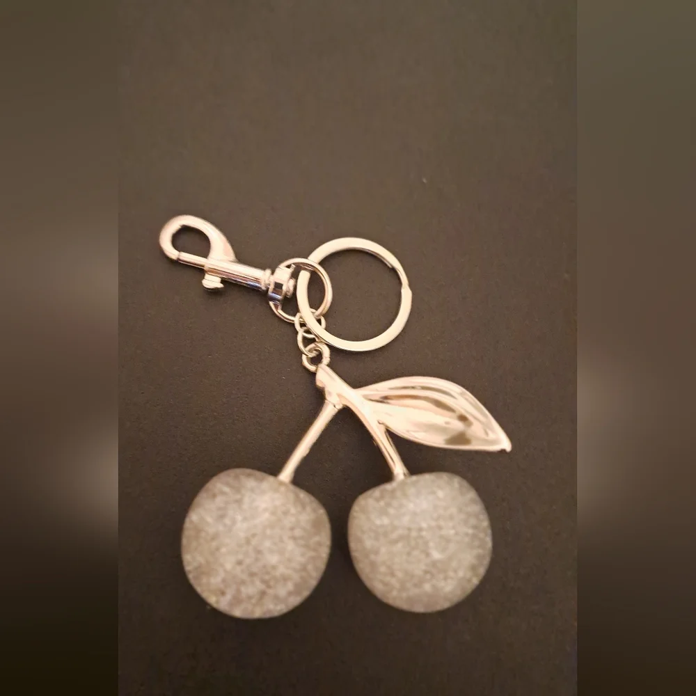 Silver Cherry Keychain charm NWOT